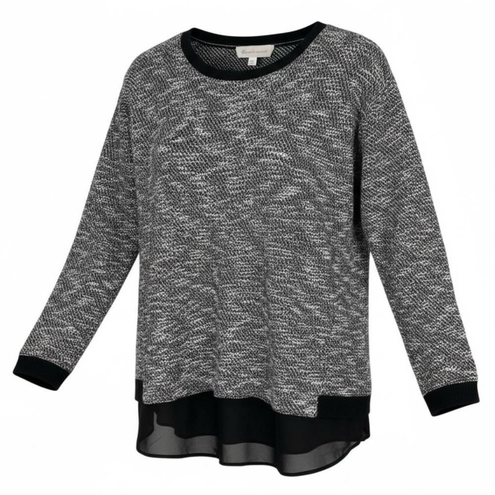 Two by Vince Camuto Knit Top Size Large Womens Tweed Skirted Layered Sweater